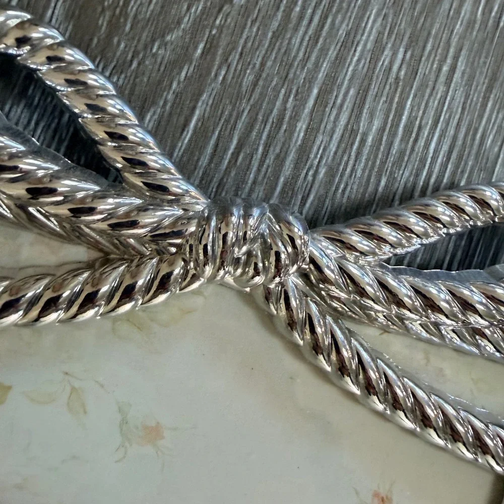Luxe Collection Silver Rope Bow Picture Frame 4x6 Vertical Coquette Decor